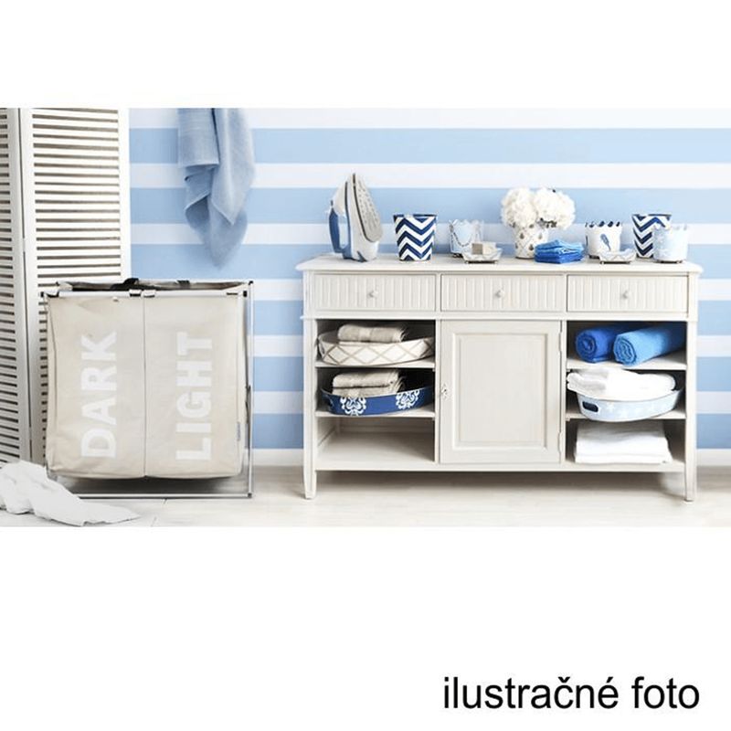 Kôš na prádlo, 35cm, látkový, sivobéžový, LAUNDRY NEW TYP 1