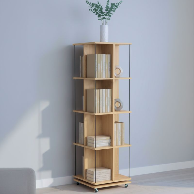 Otočný regál, 45cm, dub, čierny, POTOR