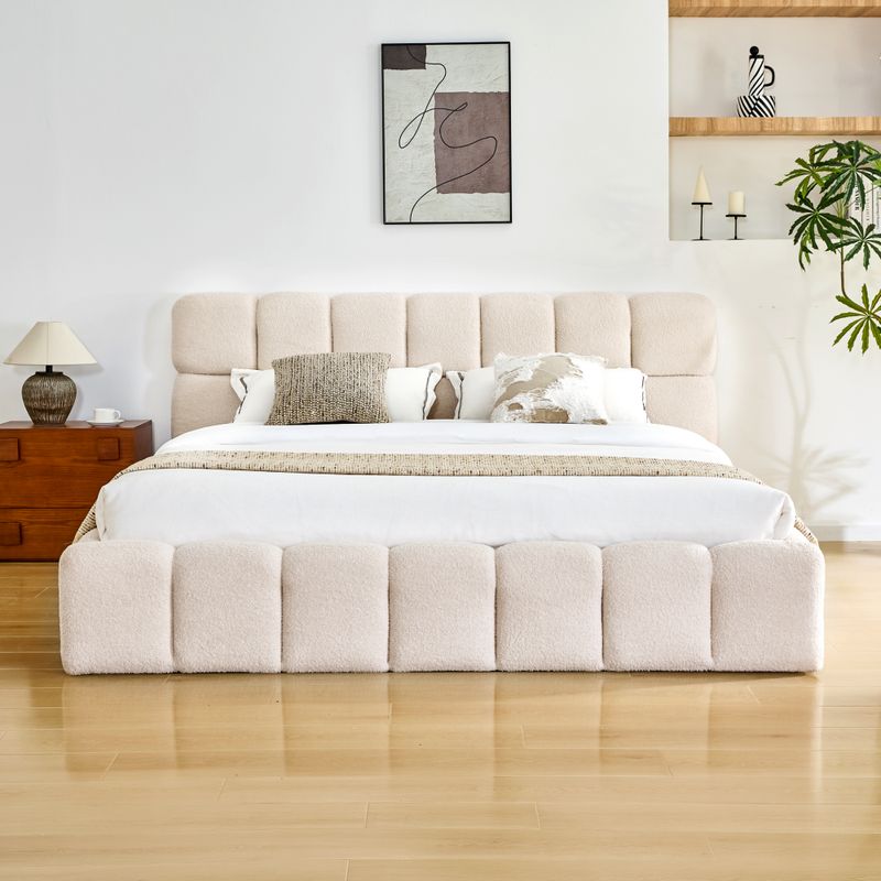 Manželská posteľ, 180x200, s roštom, béžová látka, SORELA