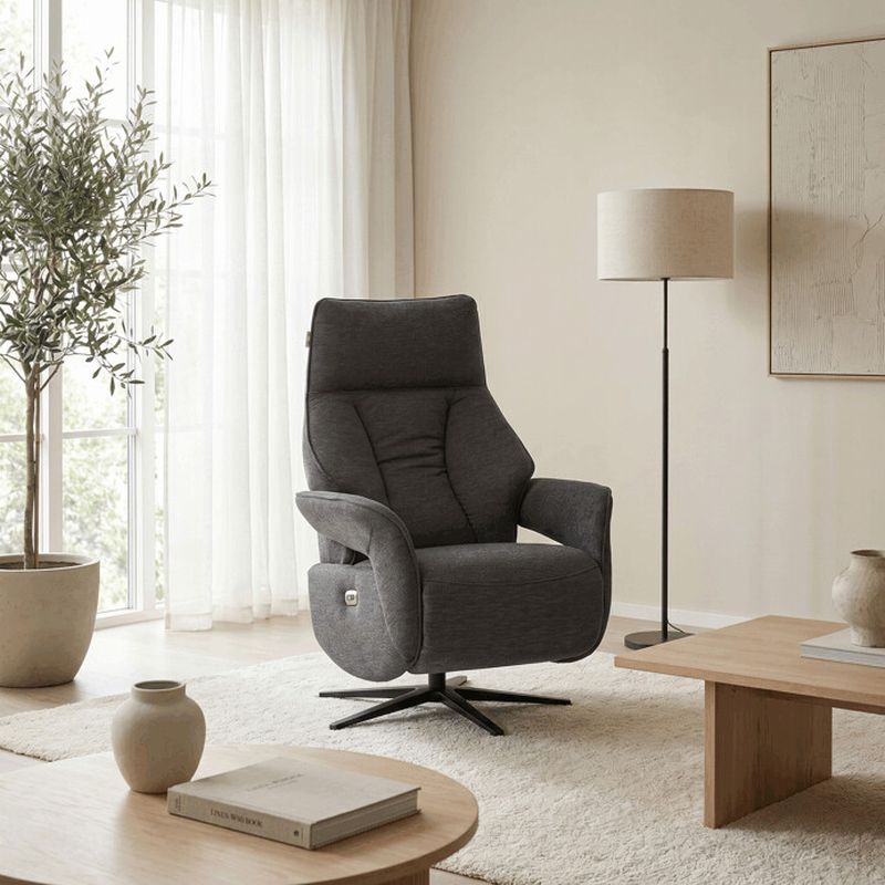 Relaxačné kreslo, elektrické zabudované ovládanie, sivá látka, TV-B3973 GREY2