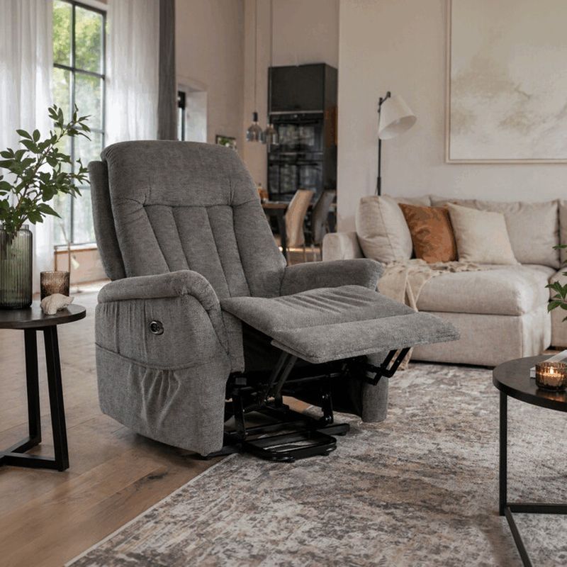 Polohovacie kreslo, elektrické, sivá látka, TV-Q8575 GREY2