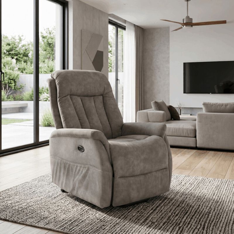 Polohovacie kreslo, elektrické, sivá látka vintage, TV-Q8575 GREY3