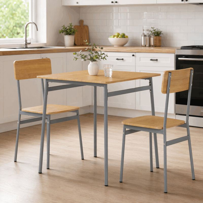Jedálenský set s 2 stoličkami, 70x70cm, MDF dub, AUT-O2122 OAK