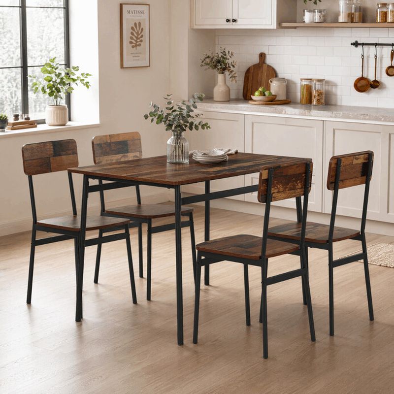 Jedálenský set, 110x70cm, MDF old wood, AUT-O2155 OLW2