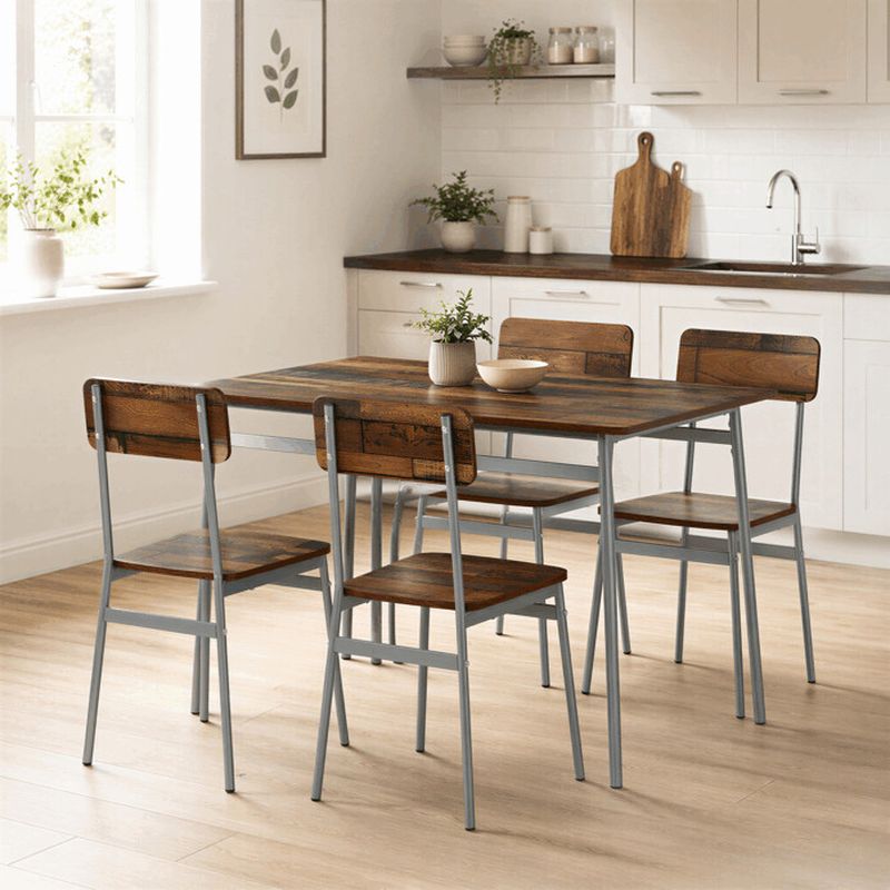 Jedálenský set, 4 stoličky, 110x70cm, MDF old wood, AUT-O2156 OLW2