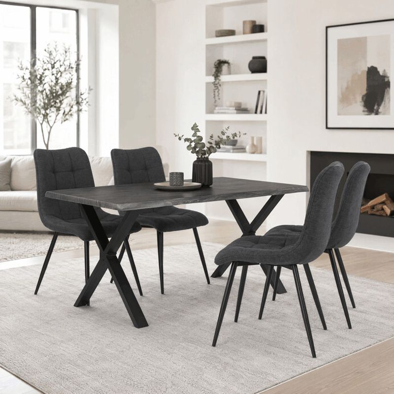 Jedálenský stôl 160x90cm, MDF sivý dub, kov čierny, HT-F4316 GREY