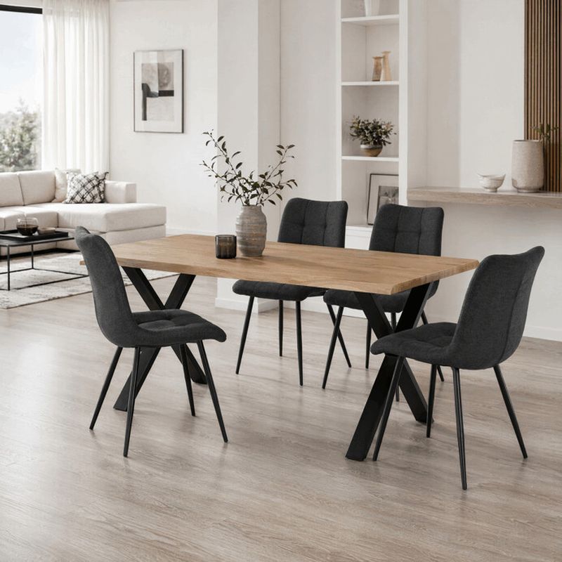 Jedálenský stôl 160x90cm, MDF divoký dub, kov čierny, HT-F4316 OAK