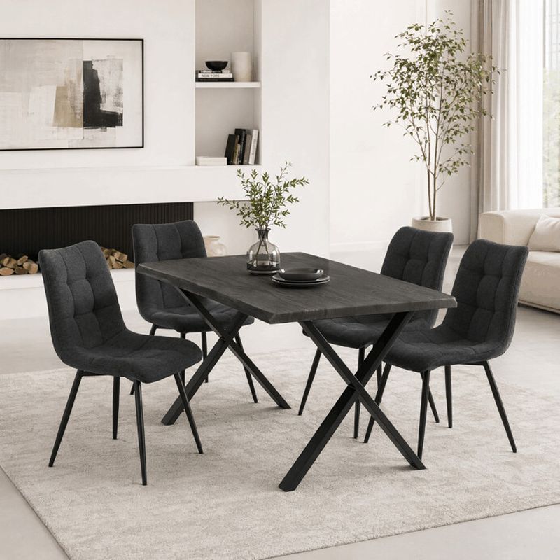 Jedálenský stôl 180x90cm, MDF sivý dub, kov čierny, HT-F4318 GREY