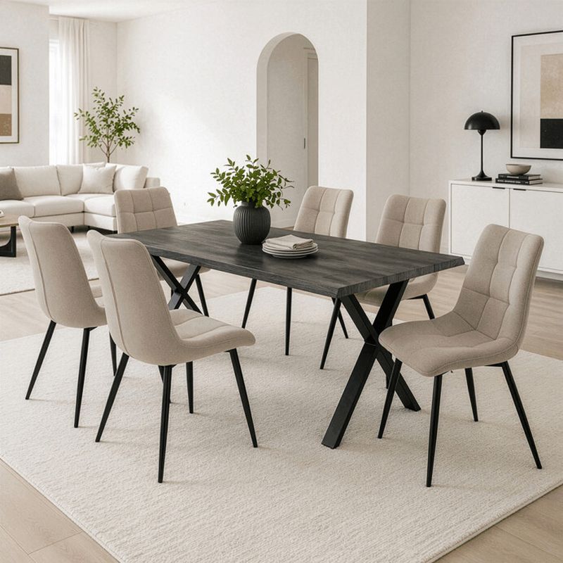 Jedálenský stôl 210x100cm, MDF sivý dub, kov čierny, HT-F4321 GREY