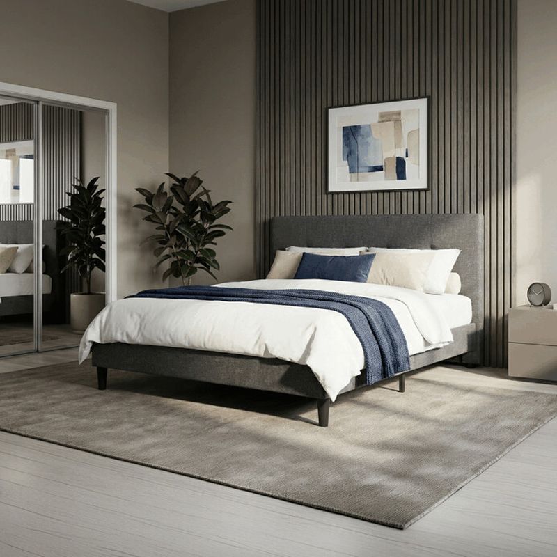 Dvojlôžková posteľ, 160x200, látka sivá, BED-M160 GREY2