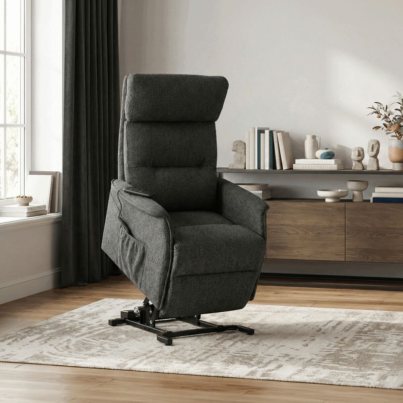 Polohovacie kreslo, elektrické káblové ovládanie, sivá látka, TV-L8960 GREY2