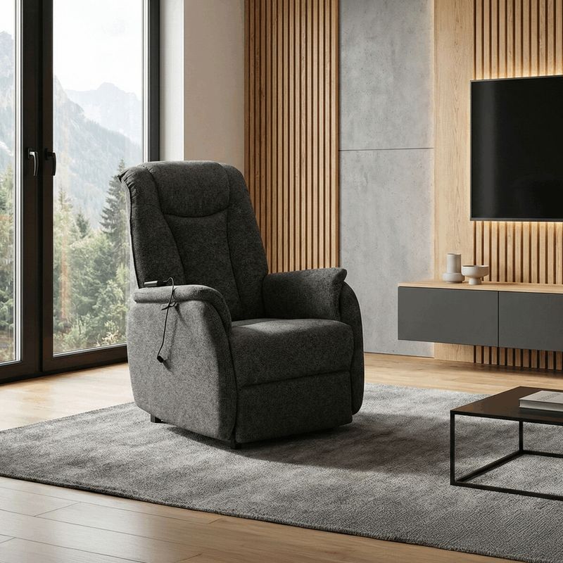Polohovacie kreslo, elektrické káblové ovládanie, sivá látka, TV-L8963 GREY2