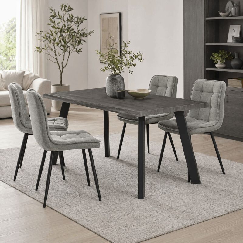 Jedálenský stôl 140x80cm, MDF, kov, sivý dub, HT-F4514 GREY