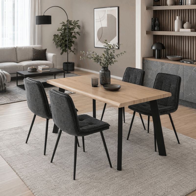 Jedálenský stôl 140x80cm, MDF, kov, divoký dub, HT-F4514 OAK