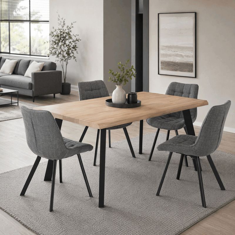 Jedálenský stôl 160x90cm, MDF, kov, divoký dub, HT-F4516 OAK