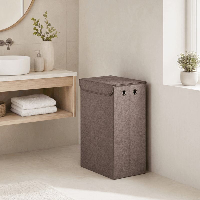 Kôš na bielizeň, látkový s vekom, sivá farba, DT3009 GREY