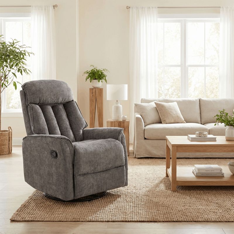 Polohovacie kreslo, sivá látka, 200kg, TV-H9327 GREY2