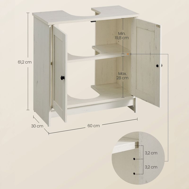 Kúpeľňová skrinka, 60cm, MDF, biela, AUK-E1155 WT