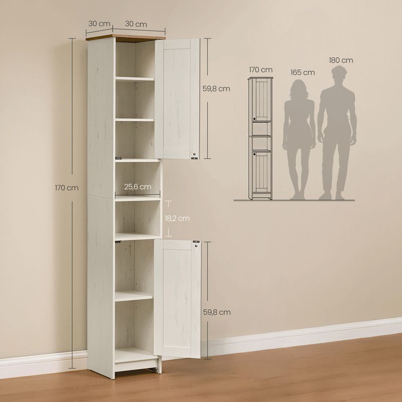 Kúpeľňová vysoká skrinka, 30cm, MDF, biela, AUK-E1166 WT