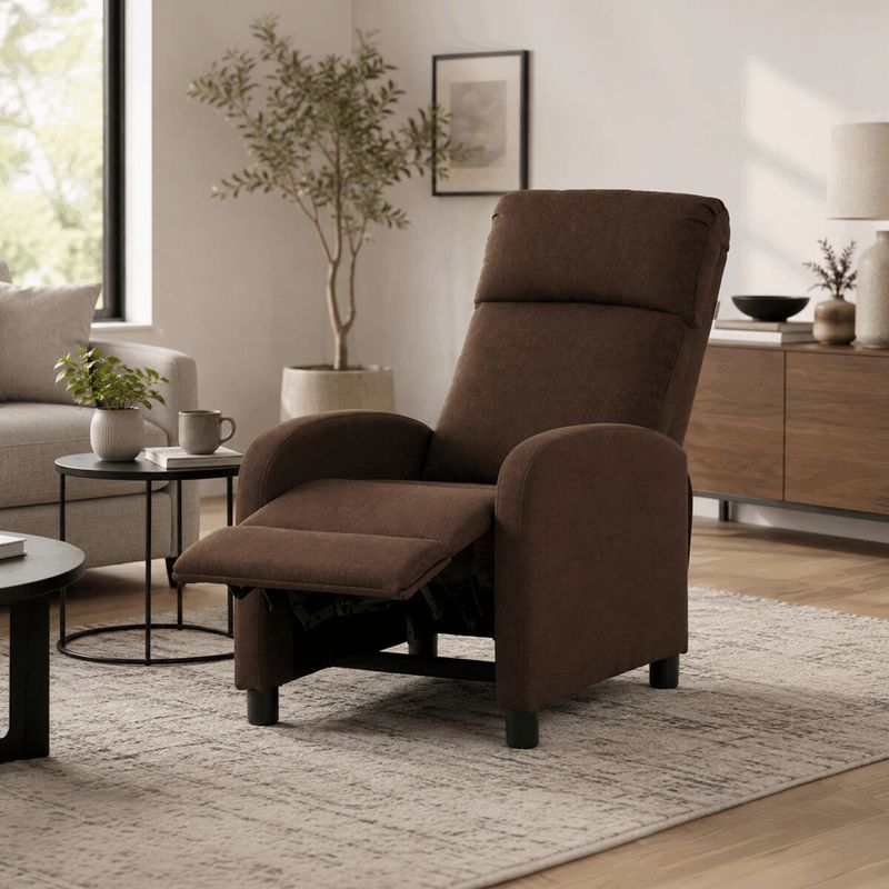 Polohovacie kreslo, hnedá látka, 130 kg, TV-W3397 BR2
