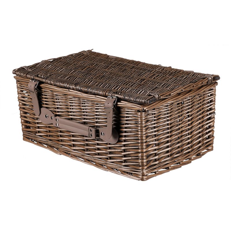 Kôš piknikový s vybavením, 4 osoby, prútený, farba sivá, PRN2019 GREY