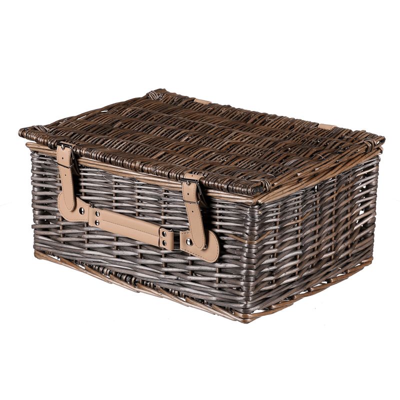 Kôš piknikový s vybavením, 2 osoby, prútený, farba sivá, PRN2020 GREY