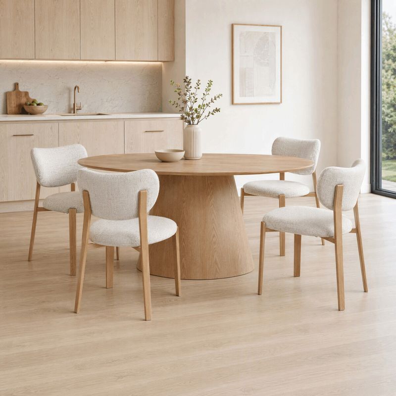 Jedálenská stolička, biela látka, nohy kov hnedý, HC-L3125 OAK