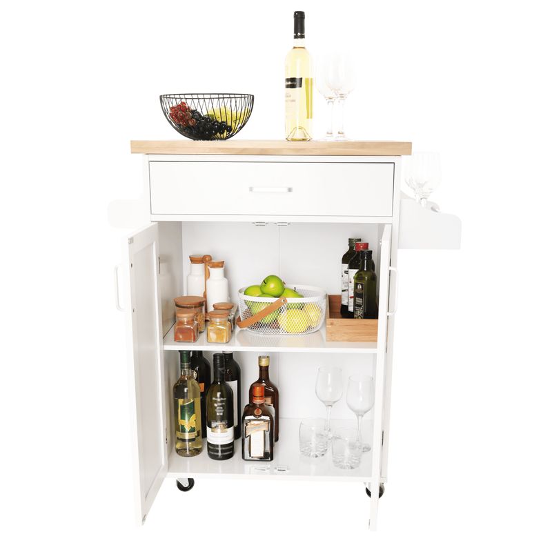 Servírovací vozík, 86cm, biely, prírodný, JOSELYN