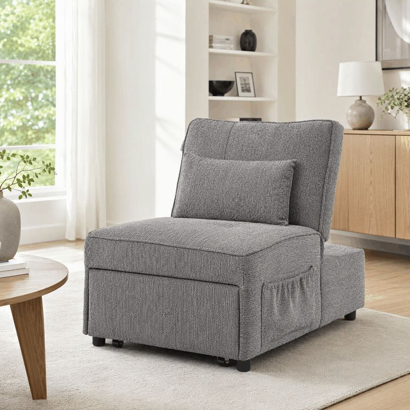 Rozkladacie kreslo, sivá látka, ASB-C3210 GREY2