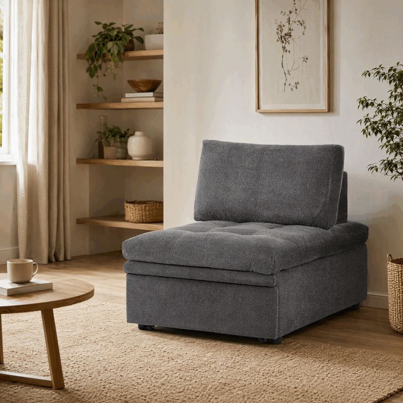 Rozkladacie kreslo, sivá látka, ASB-C3410 GREY2
