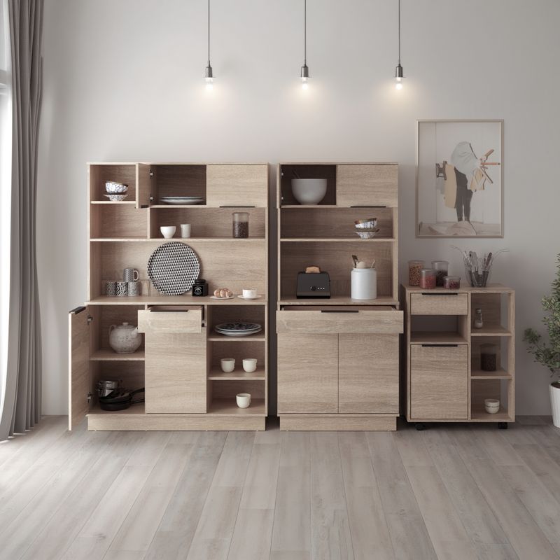 Štvordverový kredenc, 120cm, dub sonoma, LILIEN TYP 2