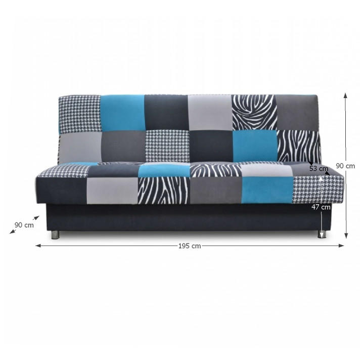 Pohovka, rozkladacia, látka tyrkysová, ALABAMA