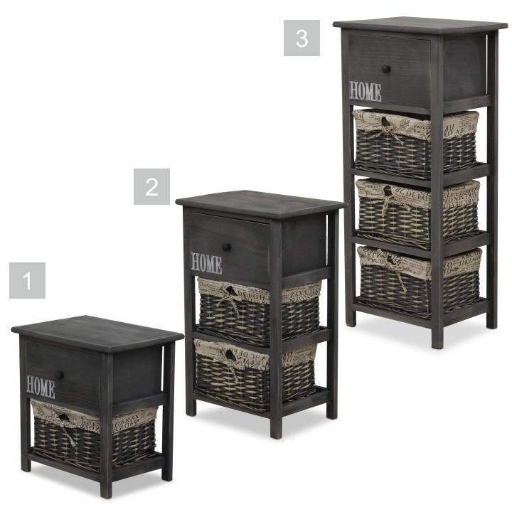 Komoda, 40cm, 2 košíky, 1 zásuvka, tmavo hnedá, DARKIE 2