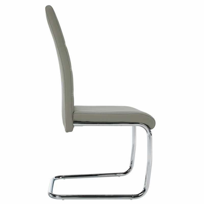 Jedálenská stolička, ekokoža svetlo sivá, nohy chróm, ABIRA NEW