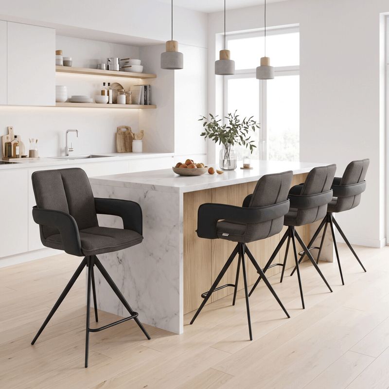 Barová stolička otočná 180°, sivá látka, AUB-F1146 GREY2