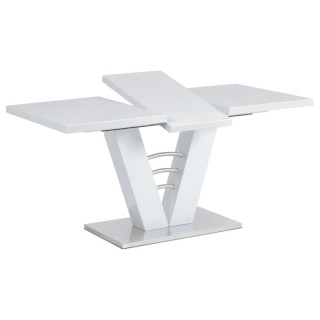 Jedálenský stôl 120-160x80cm, rozkladací, MDF, biely, HT-510 WT