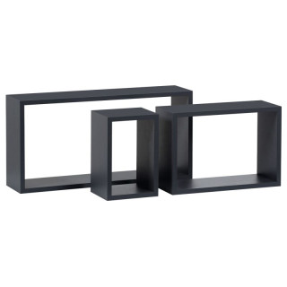 Nástenná polička, sada 3 ks, MDF, sivá, P-009 GREY2