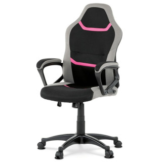 Kancelárska/herná stolička, čierna, ružová, látka, 120 kg, KA-L611 PINK