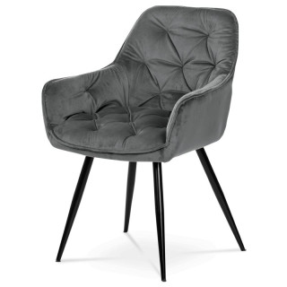 Jedálenská stolička, sivá, zamatová látka, DCH-421 GREY4