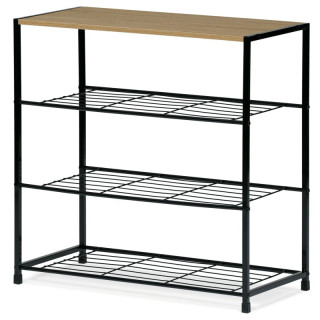 Botník, 63cm, kov, čierny, MDF, dub, GD-414 OAK