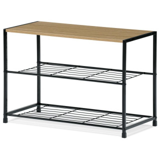 Botník, 63cm, kov, čierny, MDF, dub, GD-413 OAK