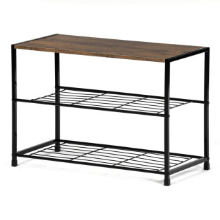 Botník, 63cm, kov, čierny, MDF, staré drevo, GD-413 OLW