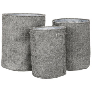 Kôš na bielizeň, sada 3 ks, polyester, sivý