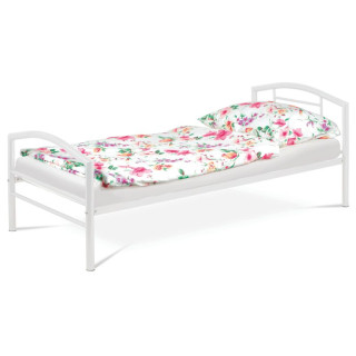 Posteľ, 90x200, s roštom, kovová, biela, BED-1900 WT
