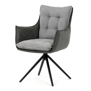 Jedálenská stolička, sivá, manšestrová, látka, DCH-D1345 GREY2