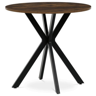 Jedálenský stôl, okrúhly, 80cm, MDF, kov, staré drevo, HT-F4108 OLW