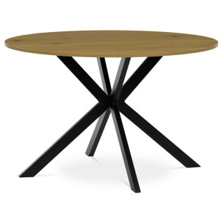 Jedálenský stôl, okrúhly, 120cm, MDF, kov, divoký dub, HT-F4120 OAK