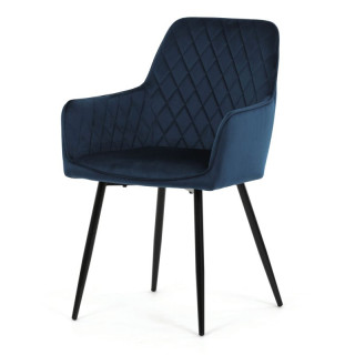 Jedálenská stolička, modrá, zamatová, látka, DCH-215 BLUE4