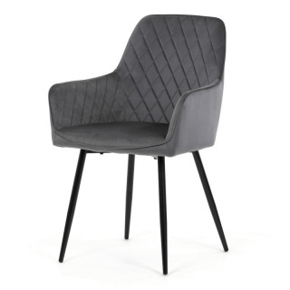 Jedálenská stolička, sivá, zamatová, látka, DCH-215 GREY4