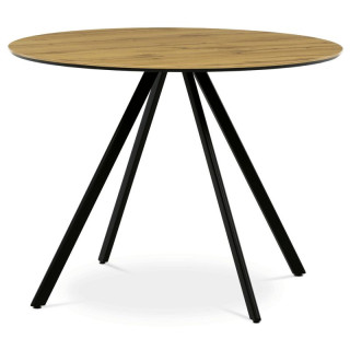 Jedálenský stôl, okrúhly, 100cm, lamino, kov, dub, HT-R5010 OAK